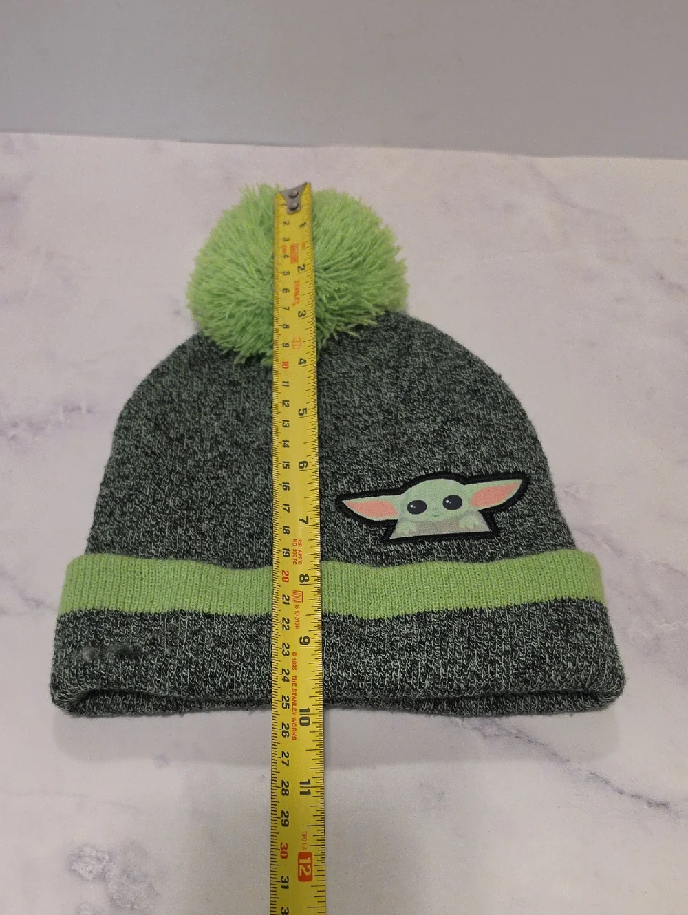 Star Wars Grey & Lime Pom Pom Beanie with Baby Yoda Patch